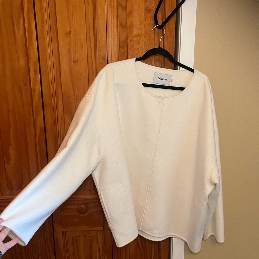 Stylein Wool Off-White Oversized Sweater Jacket